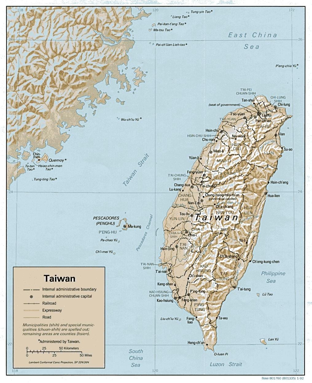地図は台湾の地形