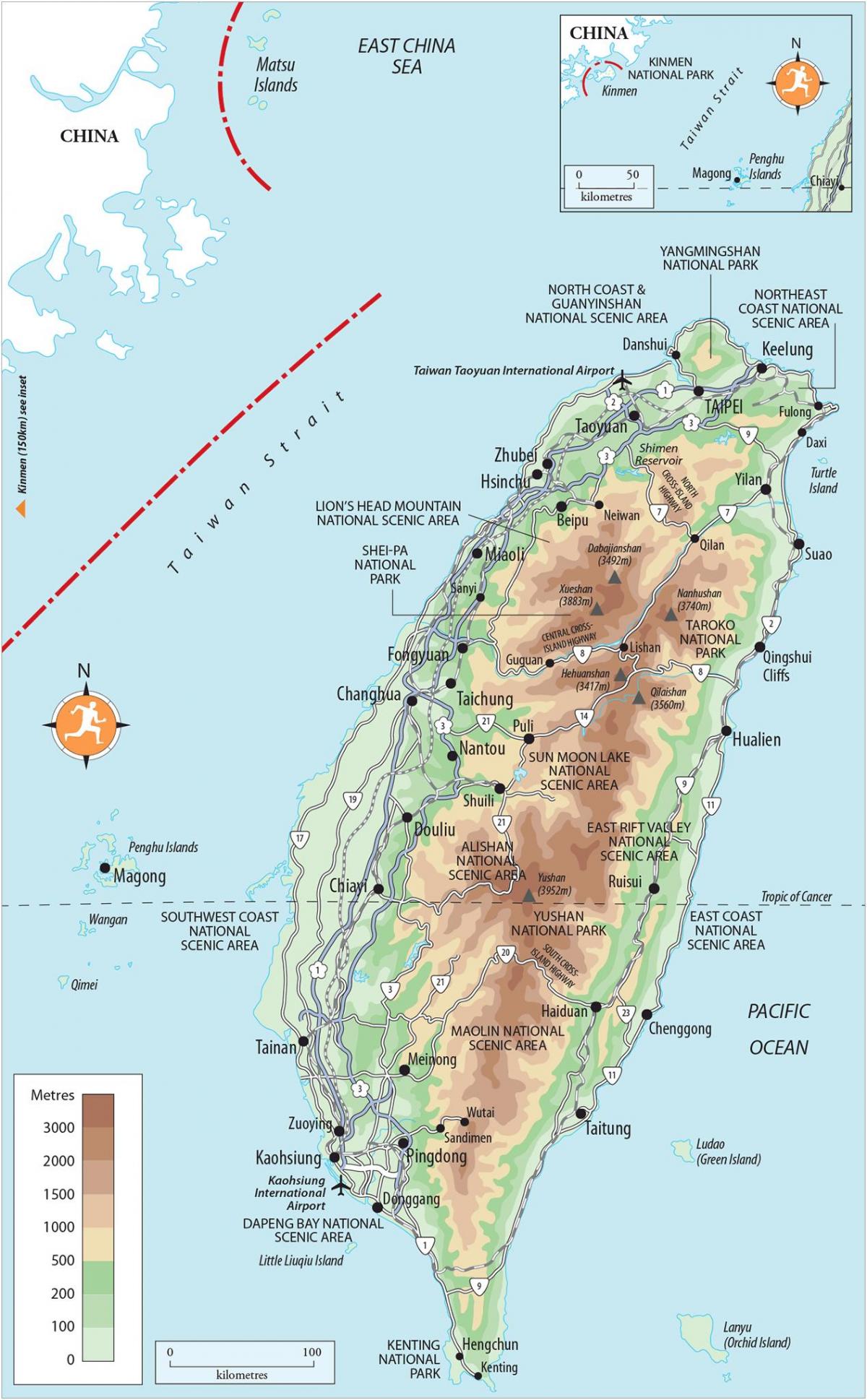 地図の台湾に興味のある場所
