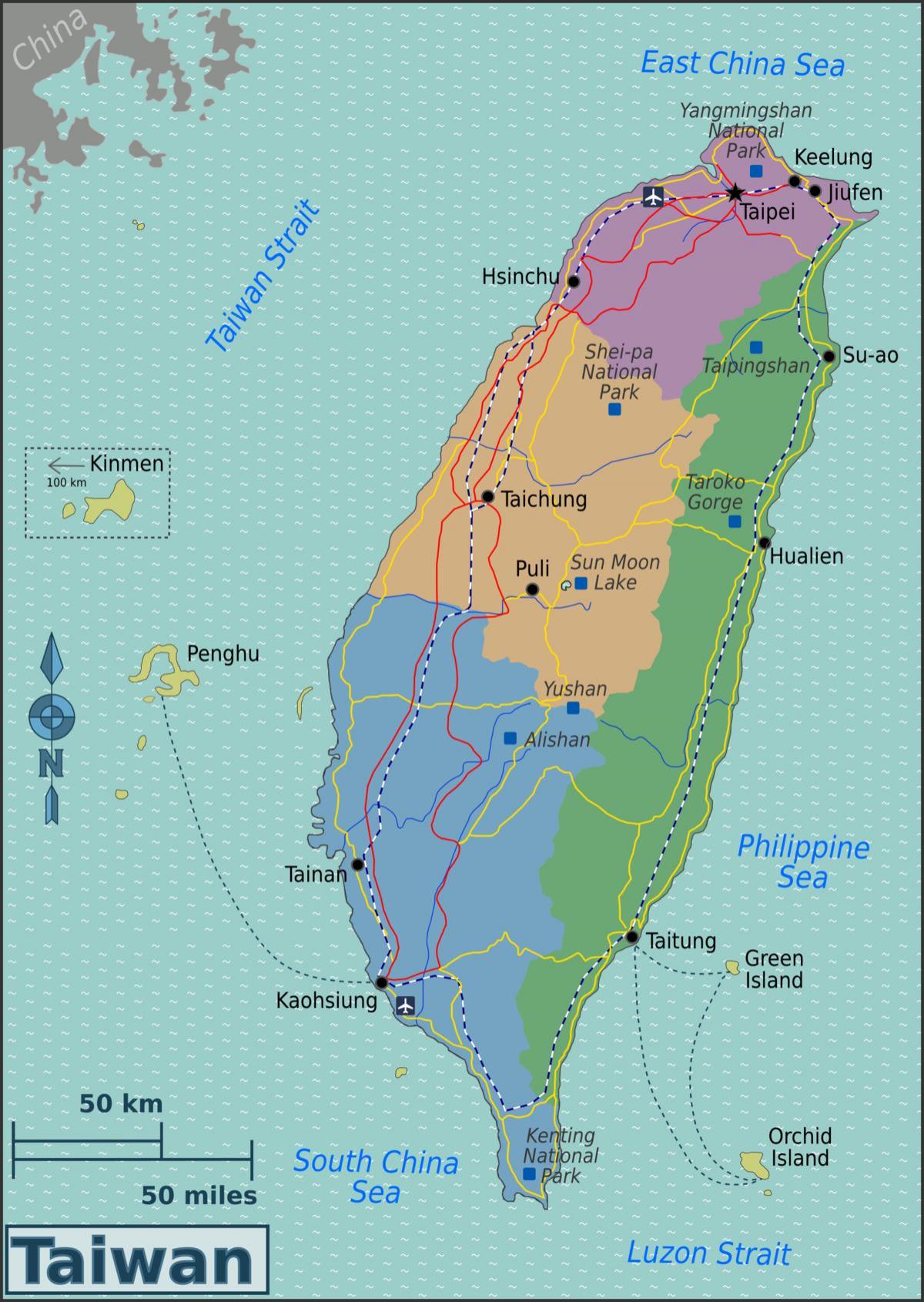 台湾観光名所の地図