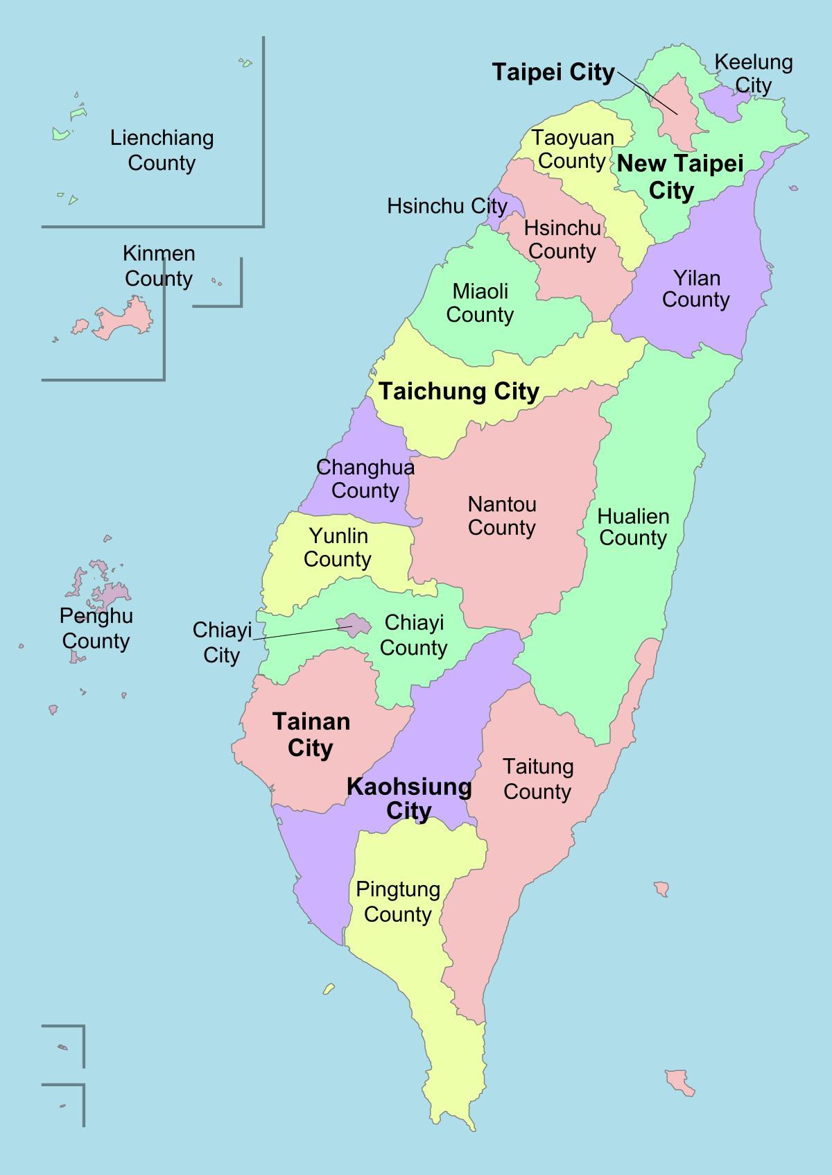 地図の台湾地区 