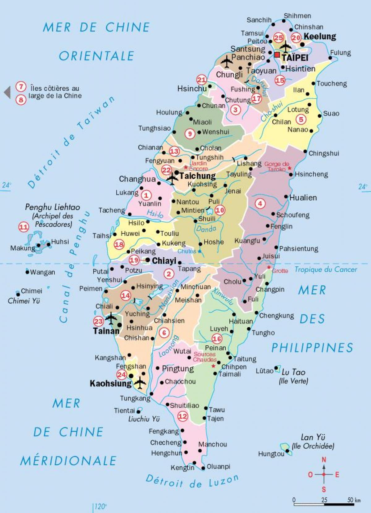 地図の台湾都市