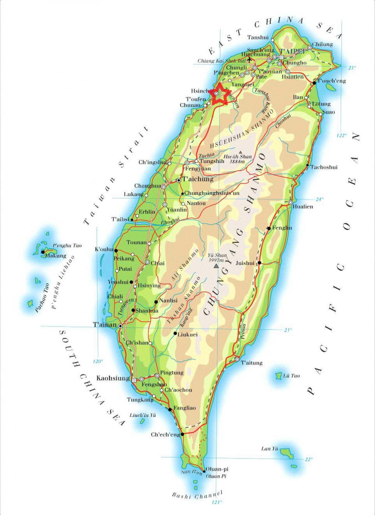 地図の新竹台湾