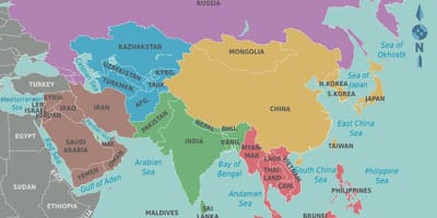地図を台湾及び周辺国